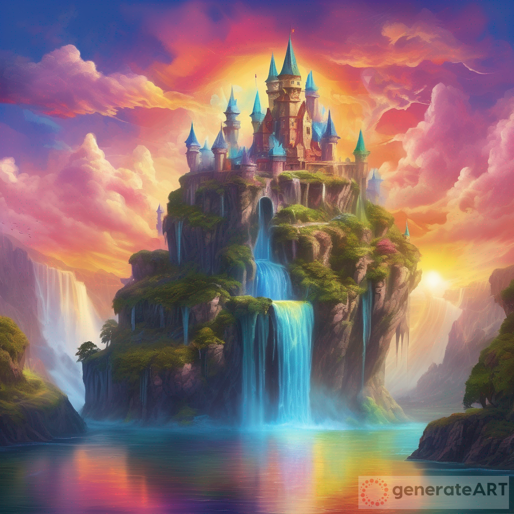 Unveiling a Grand Castle in a Fantasy Landscape on a Floating Island