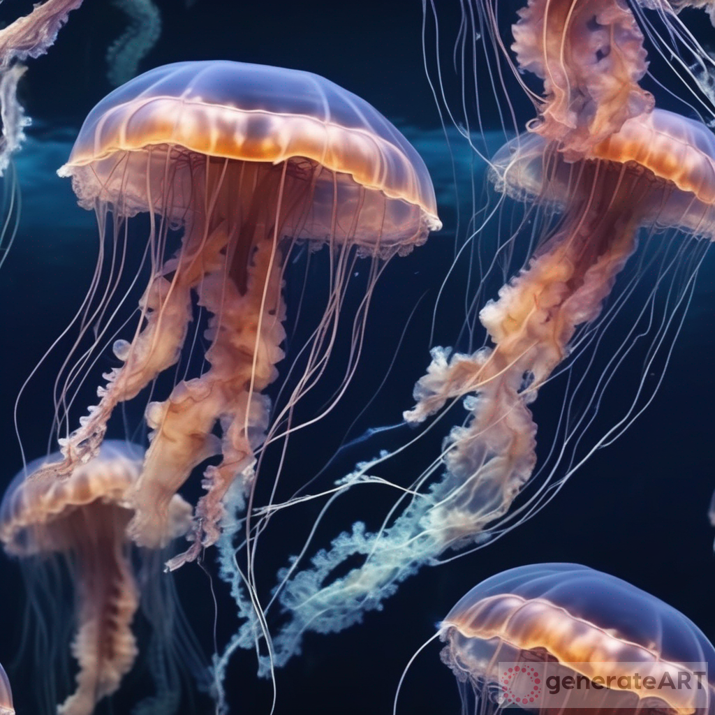 Enthralling Cinematic Encounter of Jellyfish in the Deep Ocean