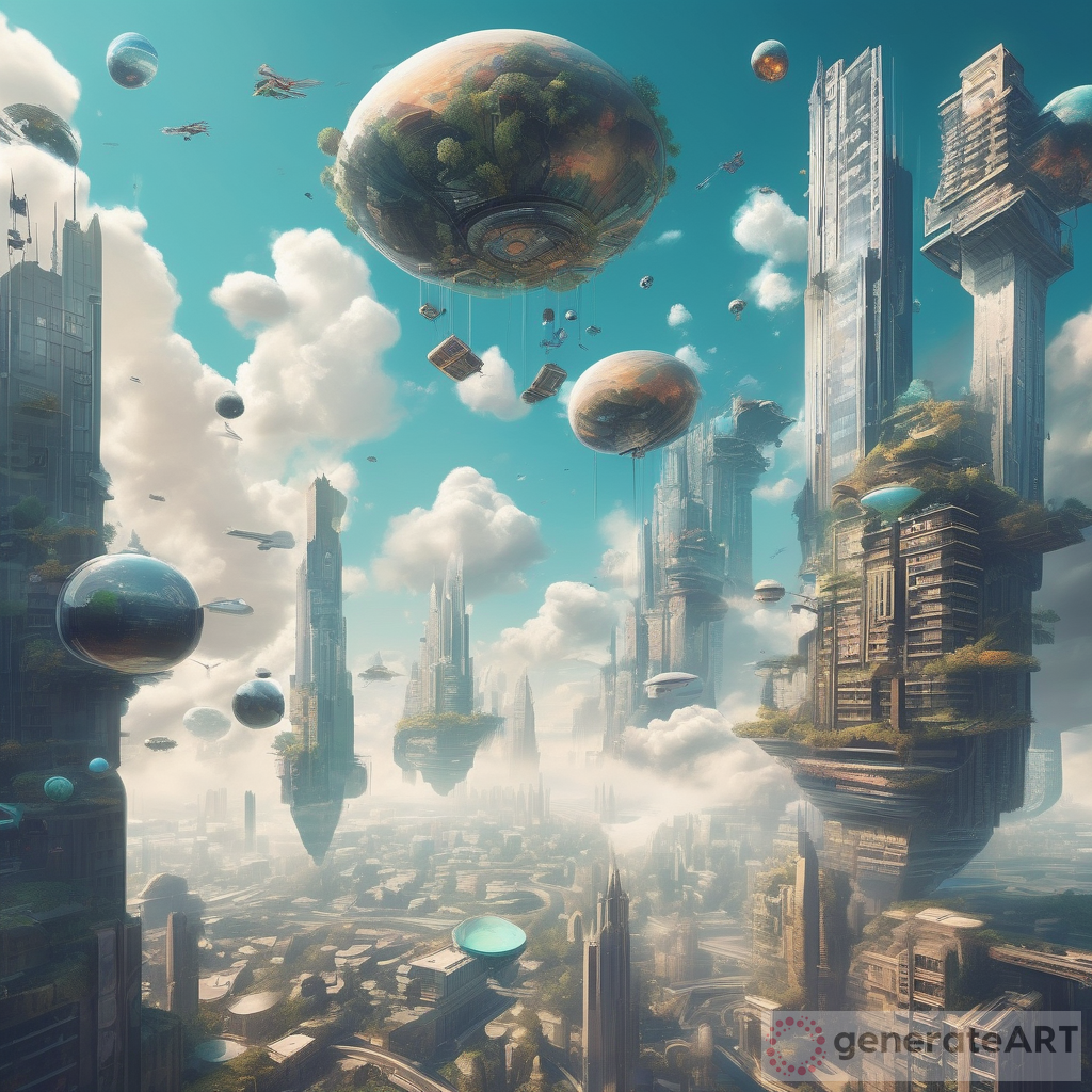 Futuristic Cityscape: Exploring a Gravity-Free Realm