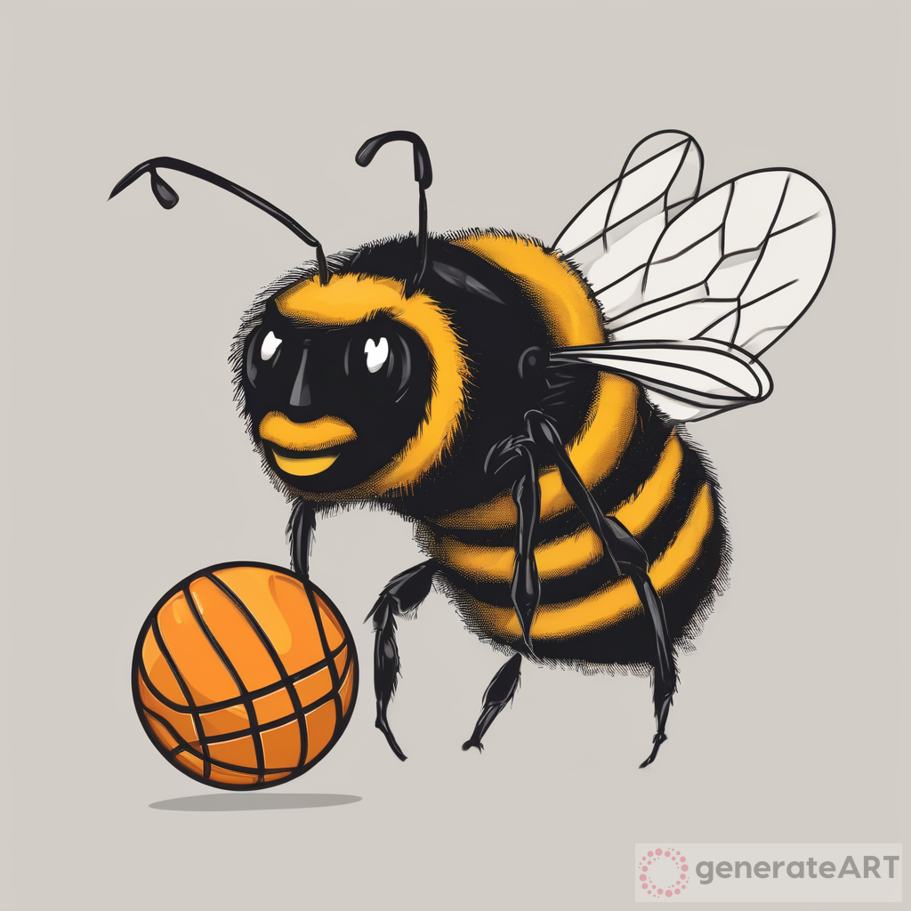 Buzzing with Basketball: A Bee's Playful Game