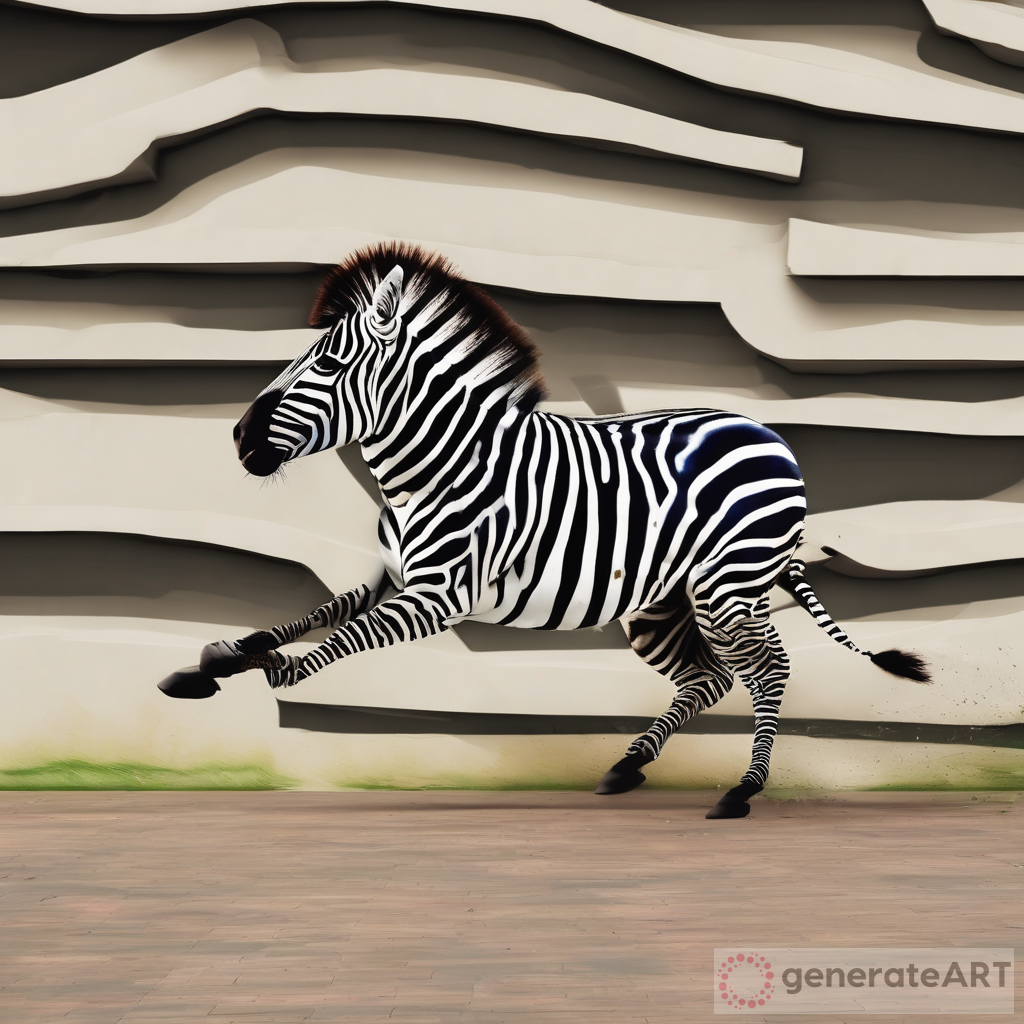 Colorful Zebra Breaks Through Wall