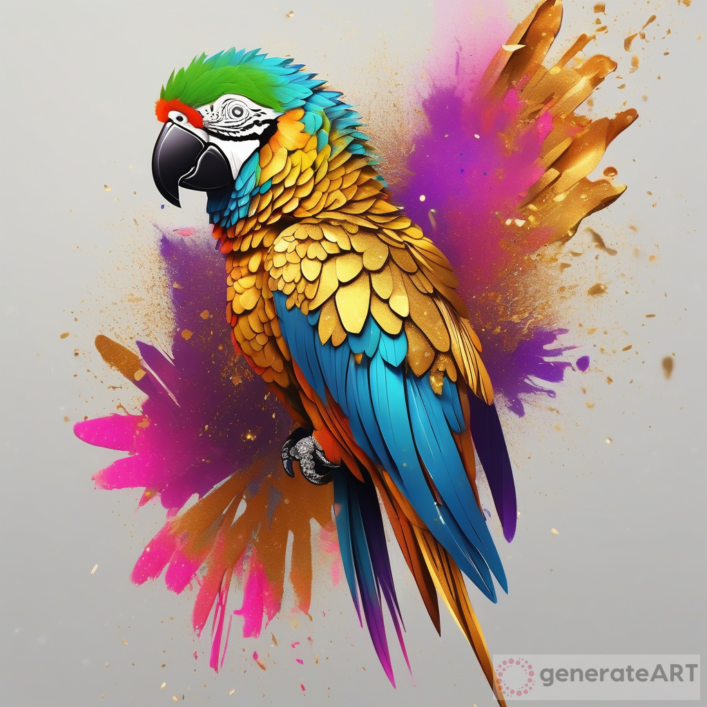 Colorful with Sparkly Powder and Gold Parrot: A Mesmerizing Celebration