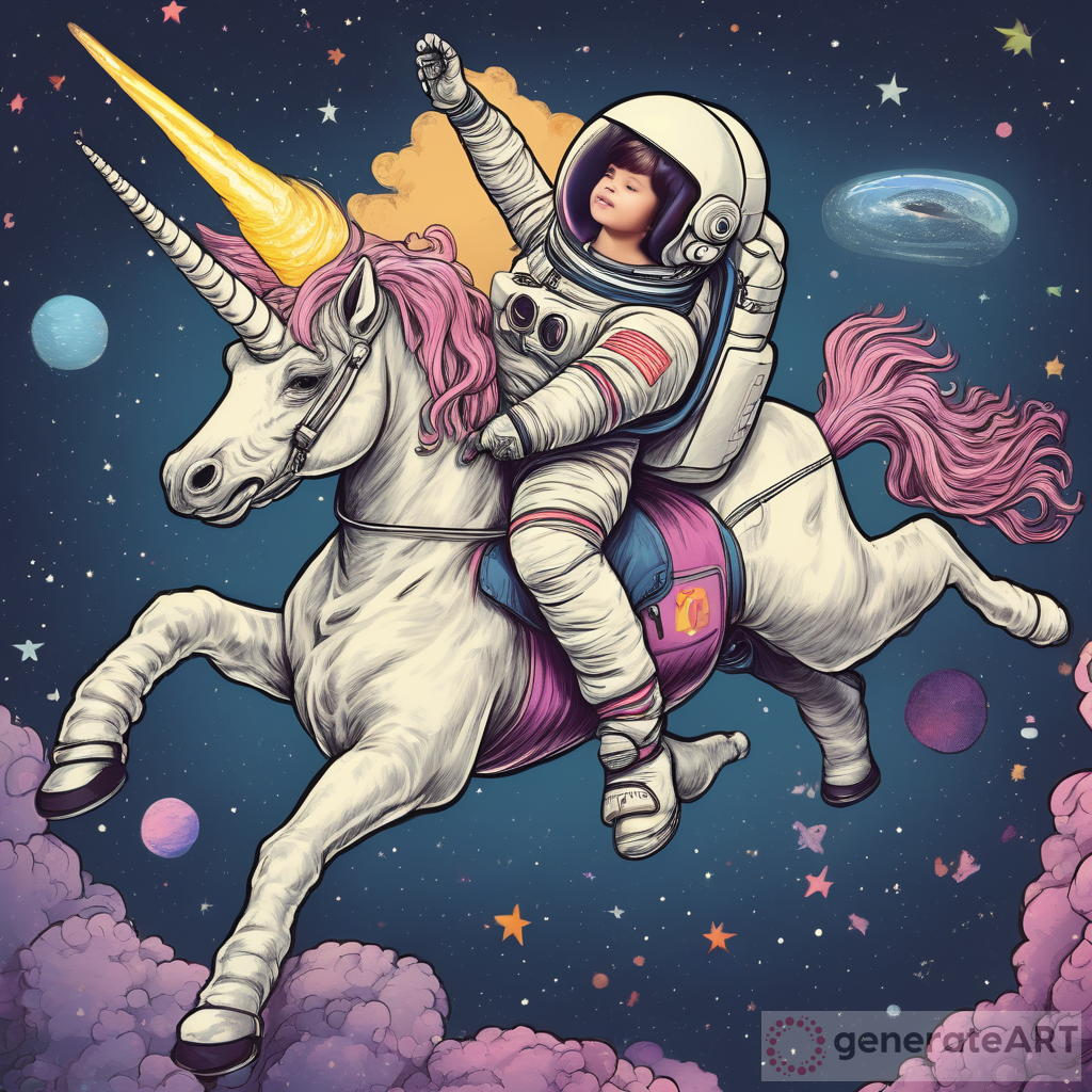 Astronaut Riding Unicorn: Exploring Celestial Wonders