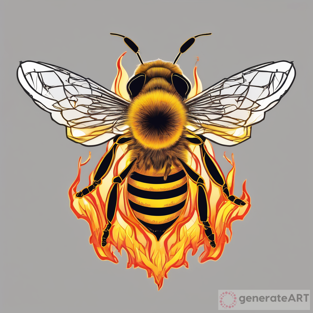 Nature's Artistry: The Mesmerizing Honeybee with Flame-like Wings