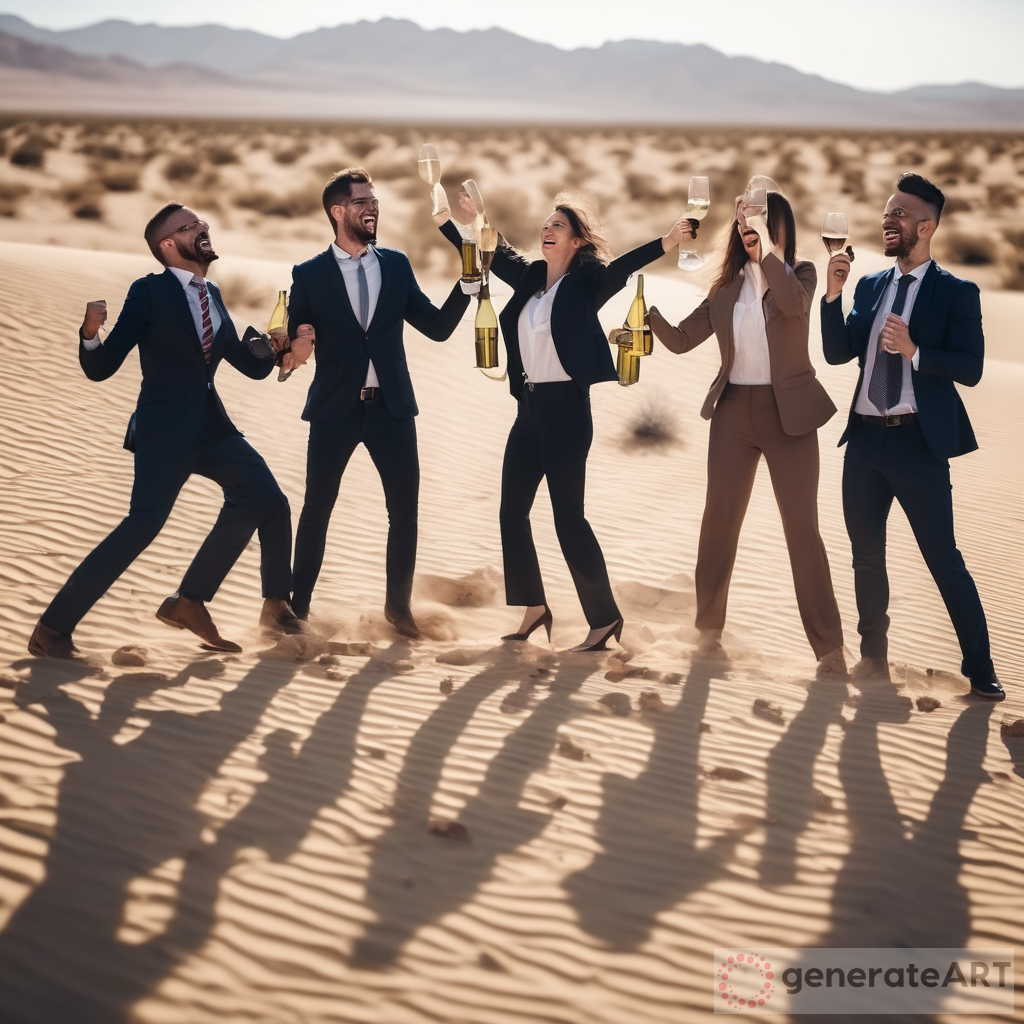 Business Team Celebrating Success in the Desert