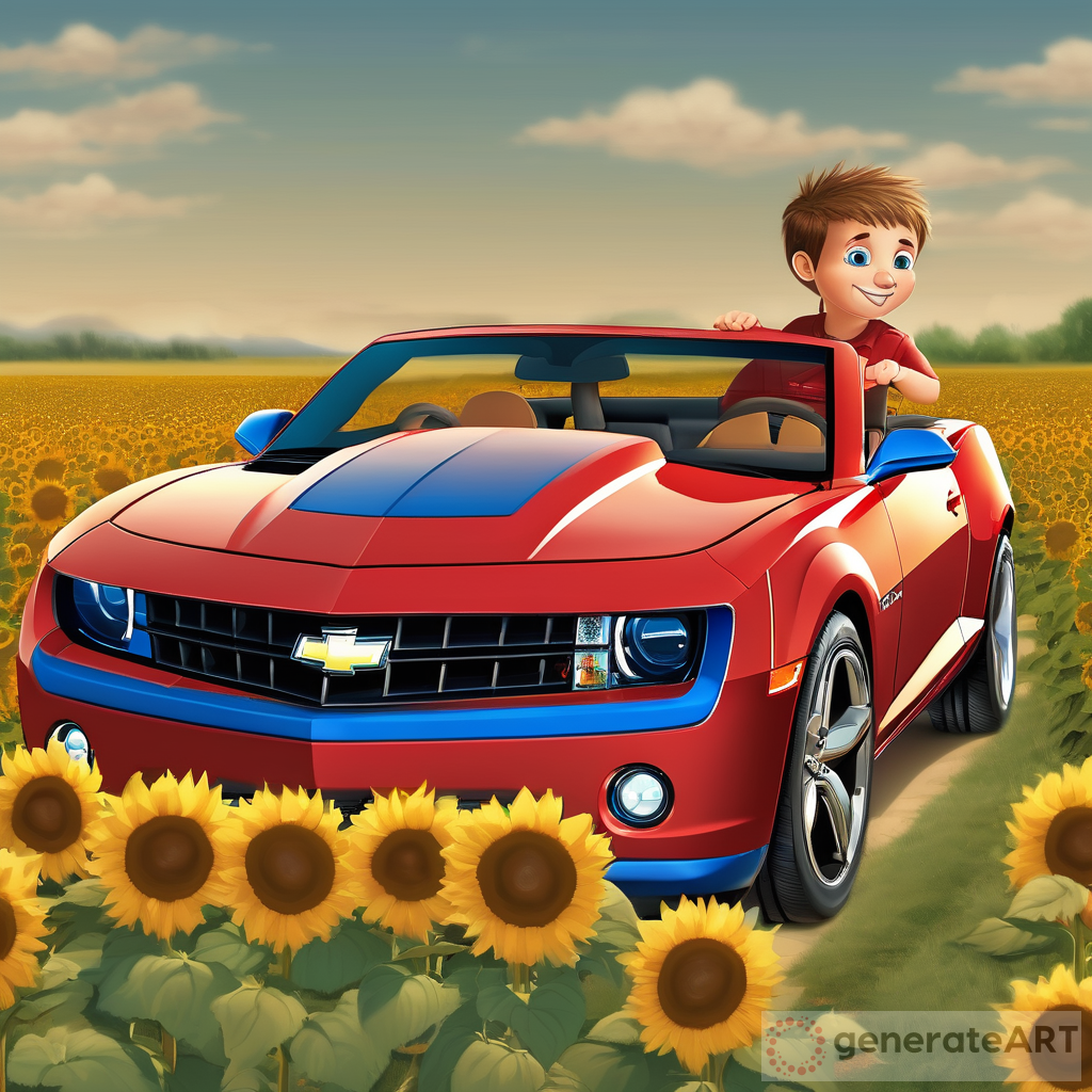 Speed, Sunflowers, and Joy: A Little Boy's Excitement for the 2010 Red Super Sport Camaro