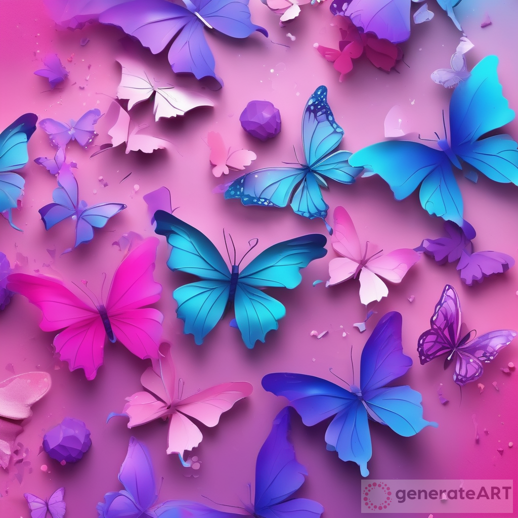 Captivating Gradient Chaotic Background: Colorful Butterflies, Sugar Scrubs & Bath Products