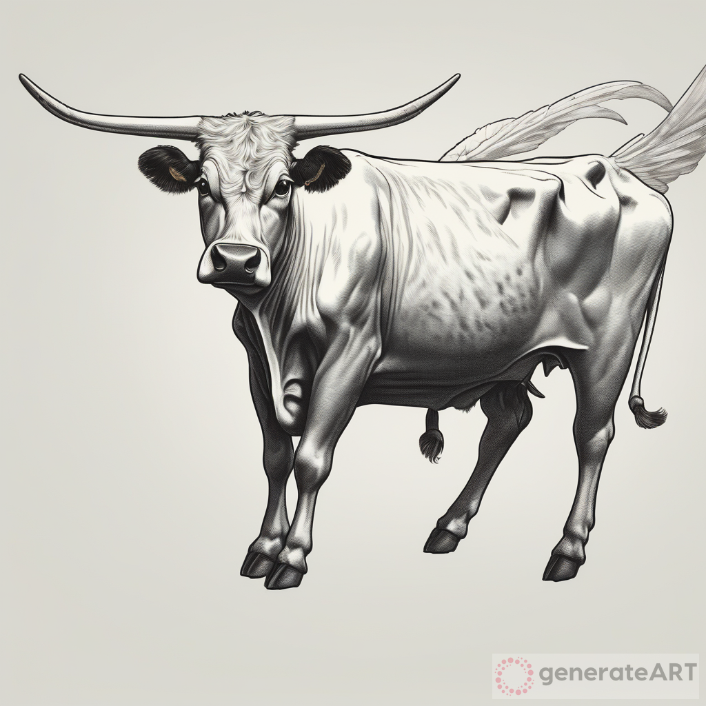 The Unbelievable Sight of a Flying Cow with White Long Wings, a Single Horn, Two Tails, and Three Eyes