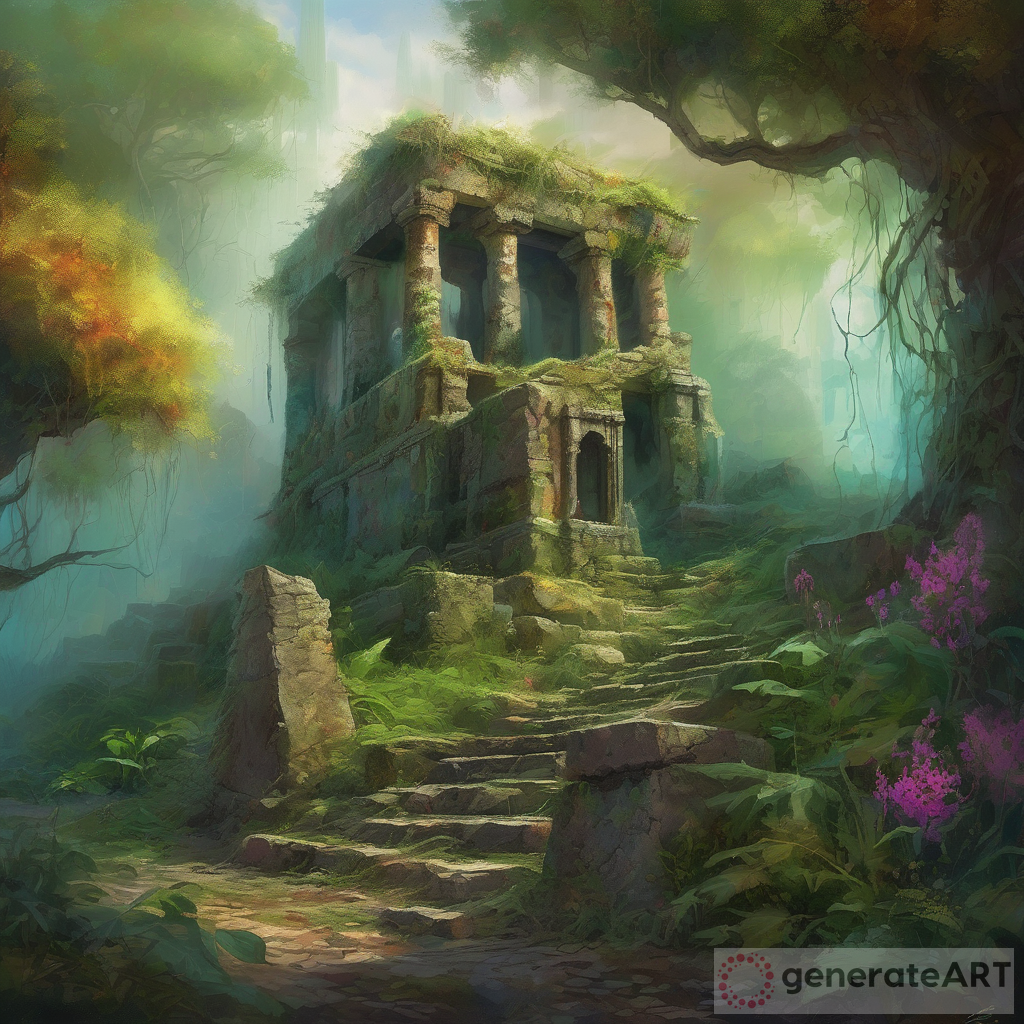 Whispers of the Forgotten - A Mystical Landscape of Ancient Ruins and Nature