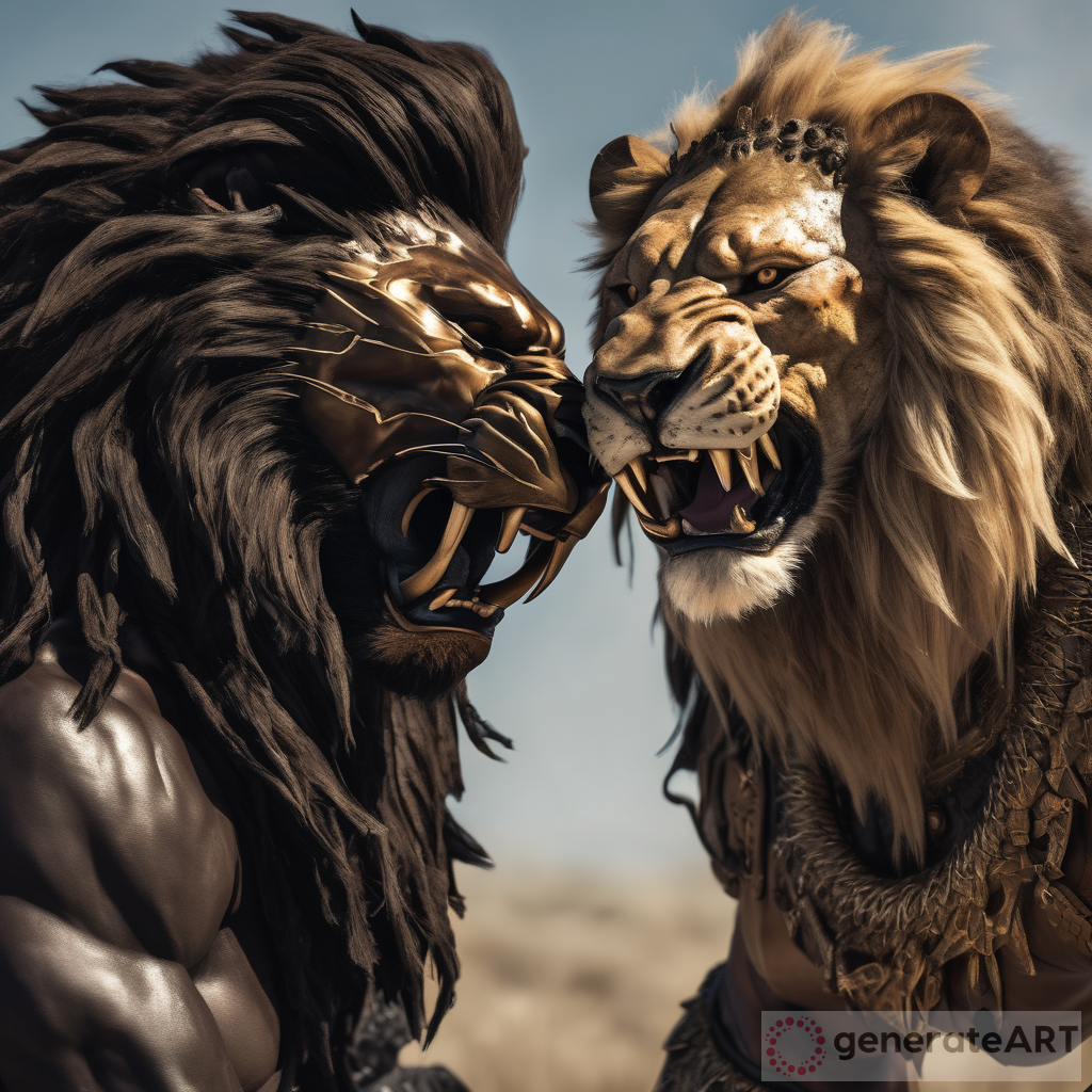 The Epic Encounter: Black Warrior King Faces Roaring Lion