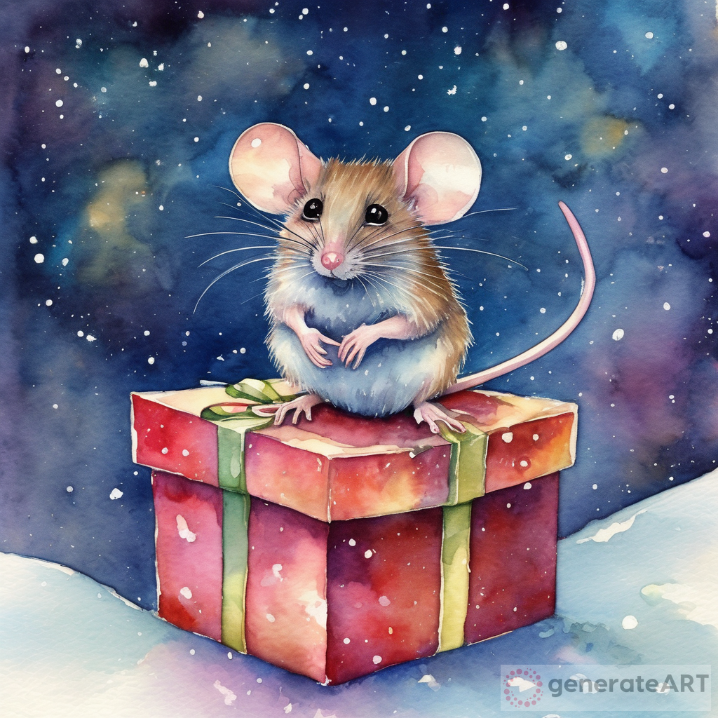 Whimsical Christmas Gift: A Colorful Door Mouse on a Sparkling Snow