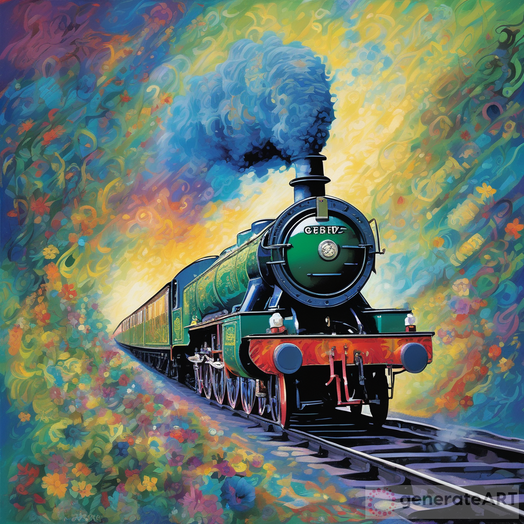 Whimsical Transformation: GWR Castle Class Steam Locomotive in Impressionist Style