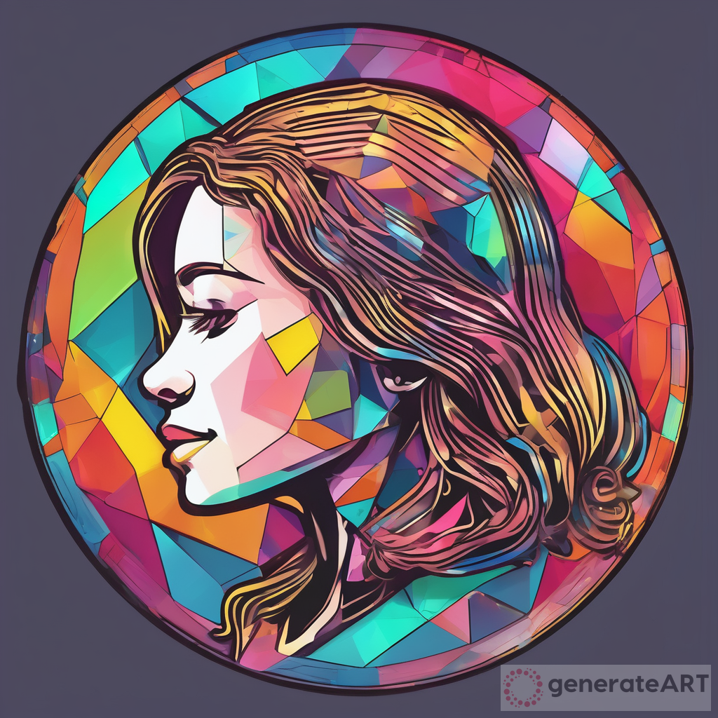 Colorful Cryptocoin with Female Profile Face