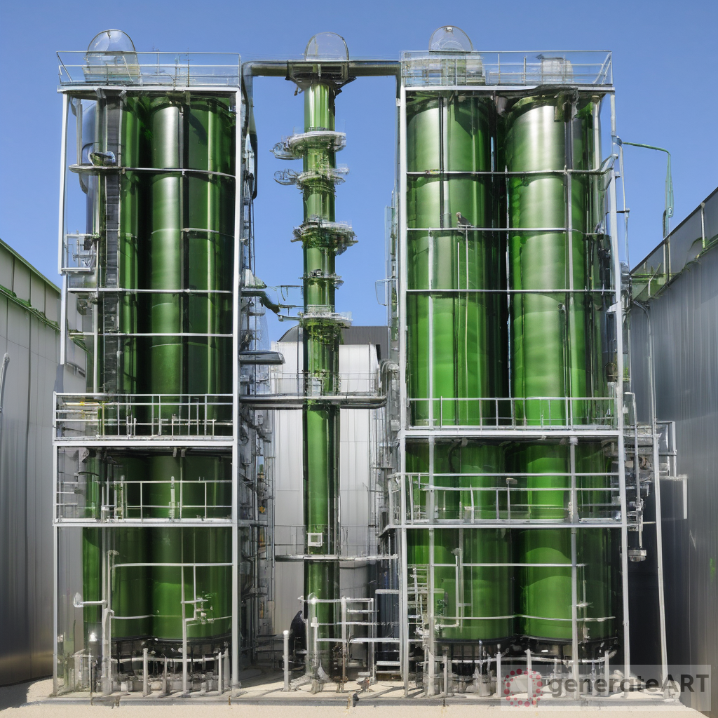 Micro Algae Plant with 12-Meter-High Vertical Tanks Connected to Ciment Plant's Chemine