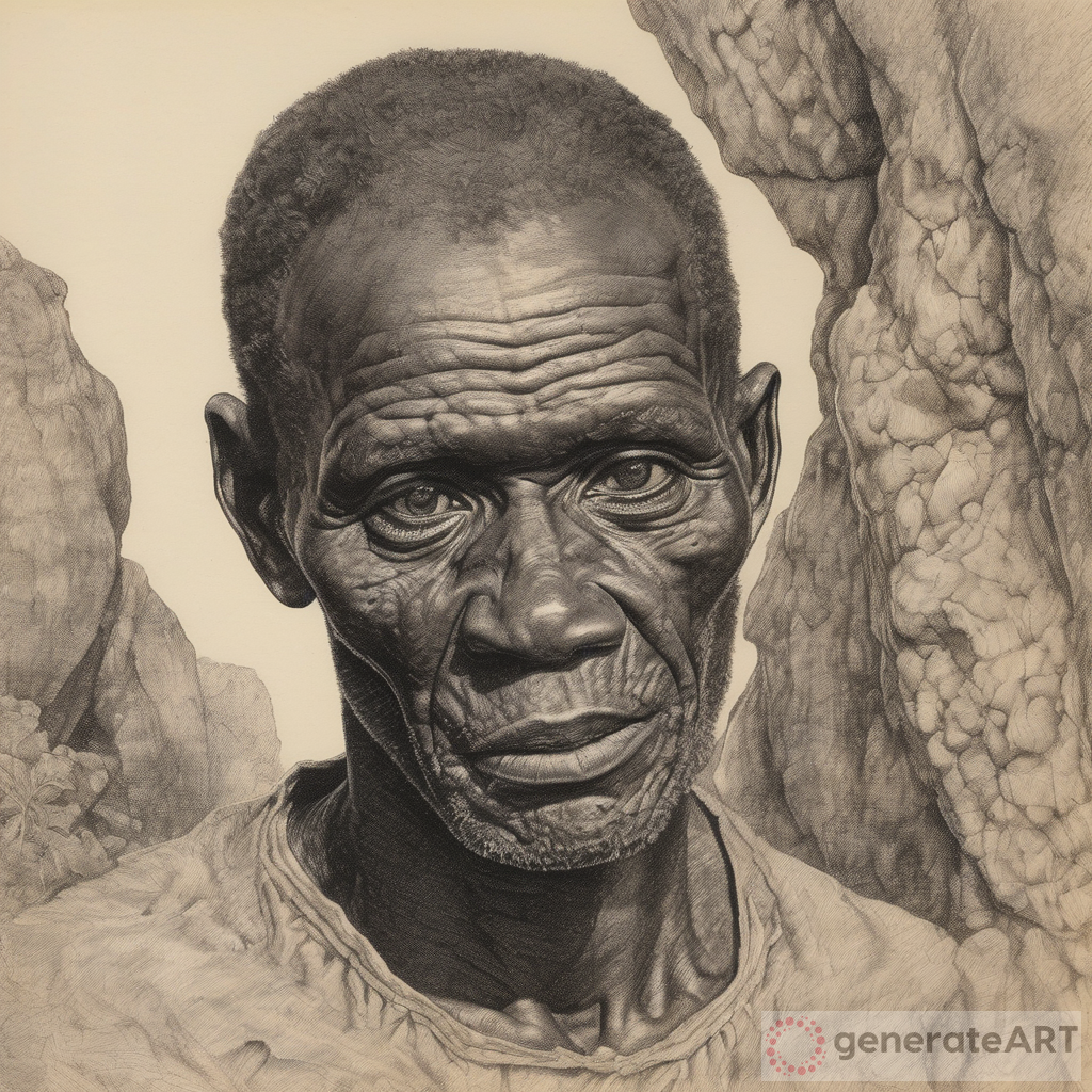 Detailed Pen and Ink Drawing of Rhodesian Man: A Captivating Human Fossil
