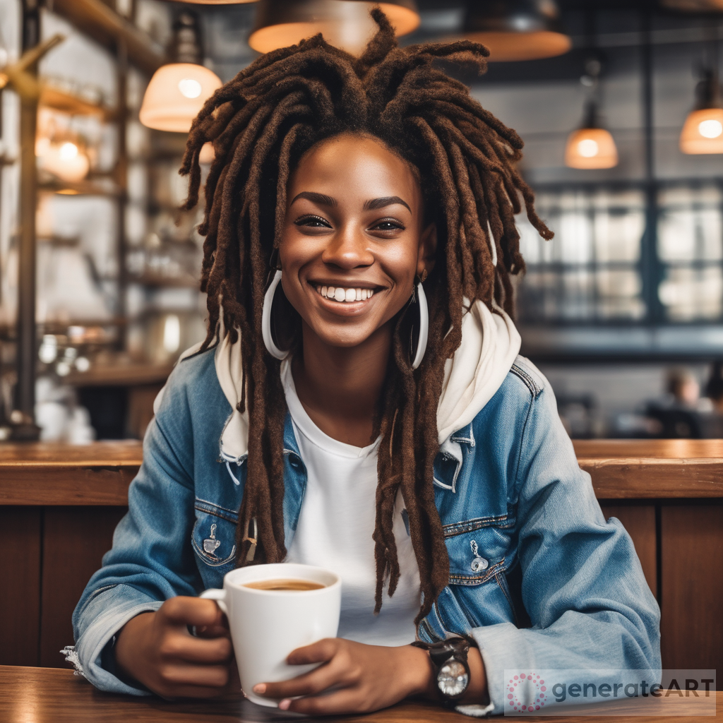Coffee Break: An African Woman with Dreadlocks Enjoying a Cup of Coffee