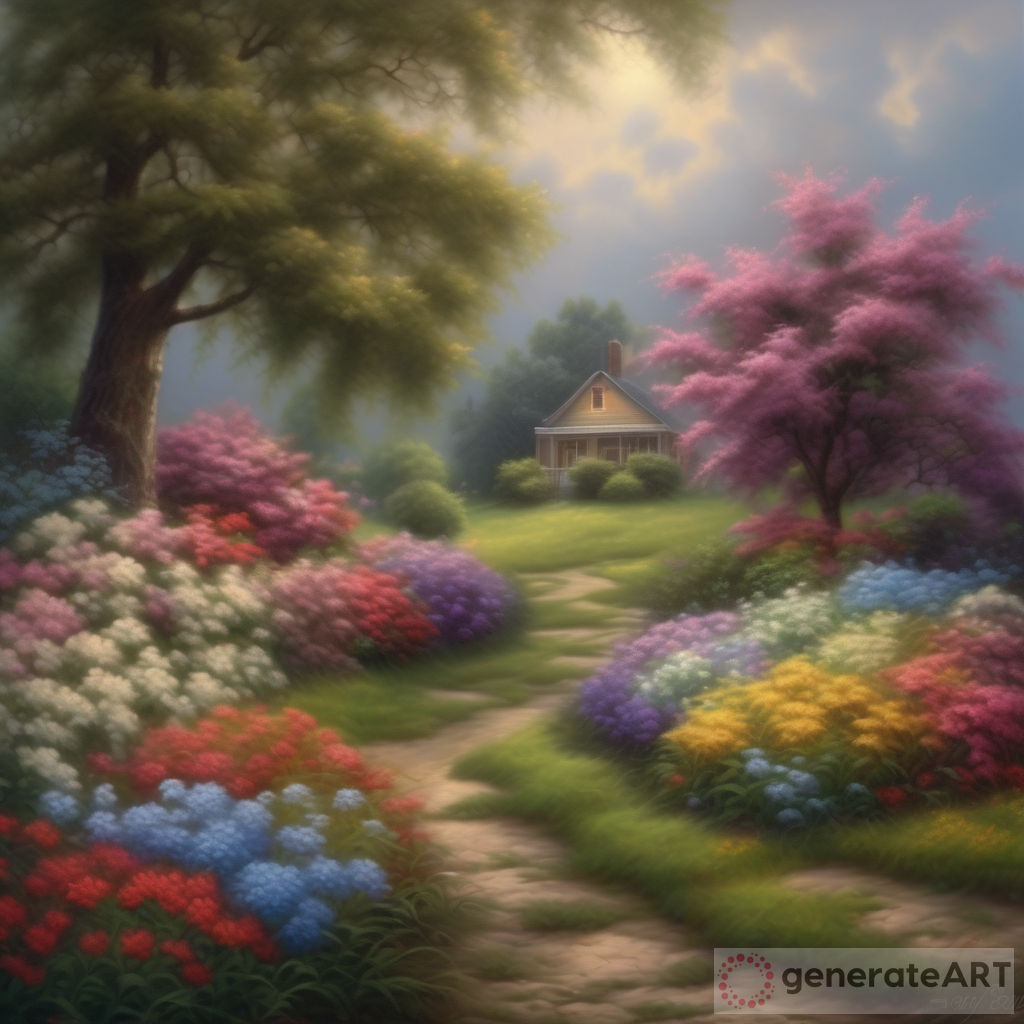 High Resolution, 3D Photorealistic Kinkade Style Oil Painting