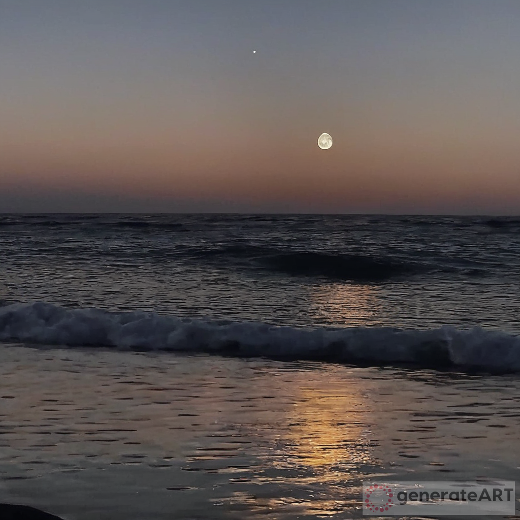 The Beautiful Moon and Its Reflection in the Ocean