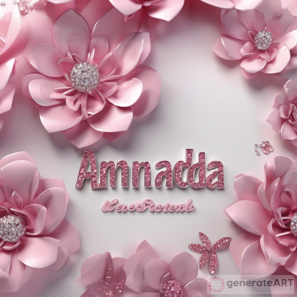 3D Pink Flowers with Amanda in Metallic and Sparkling White Diamonds