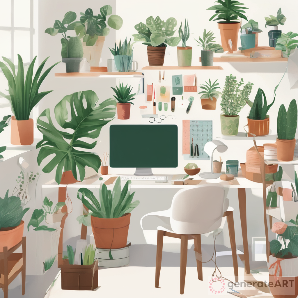 10 House Plants: Digital Illustration in a Craft Room Office