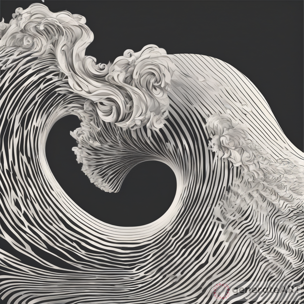 Abstract Wave Illustration: Vibrant and Realistic Side Profile of a Person's Head