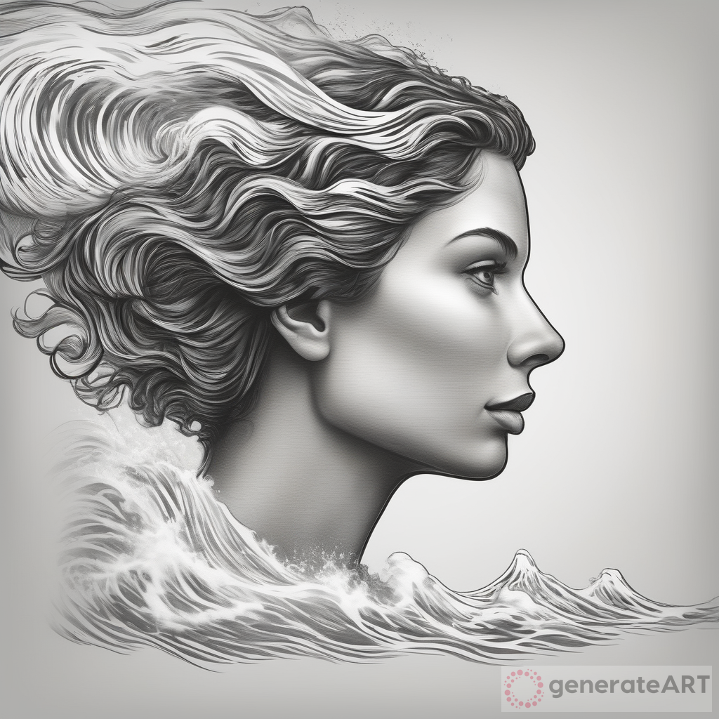 Ocean Wave Illustration: Captivating Realism of a Head-Shaped Wave