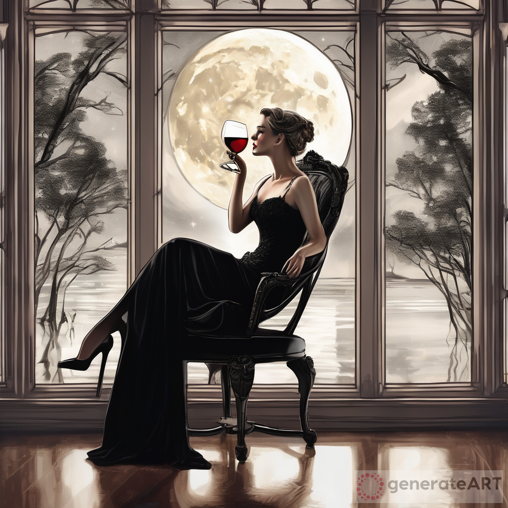 The Enchanting Night: A Graceful Woman in a Victorian Chair