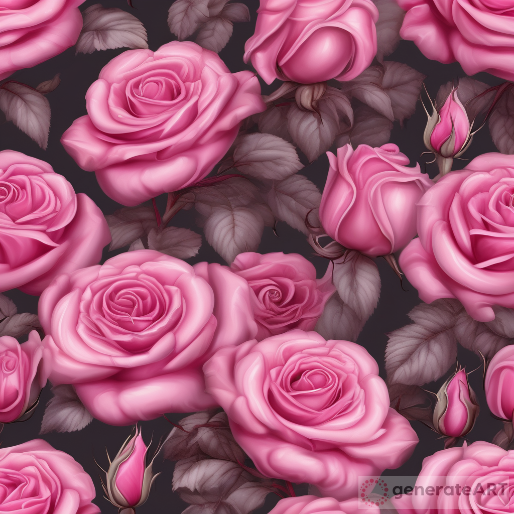 Hyper Realistic Pink Roses in the Style of Baroque