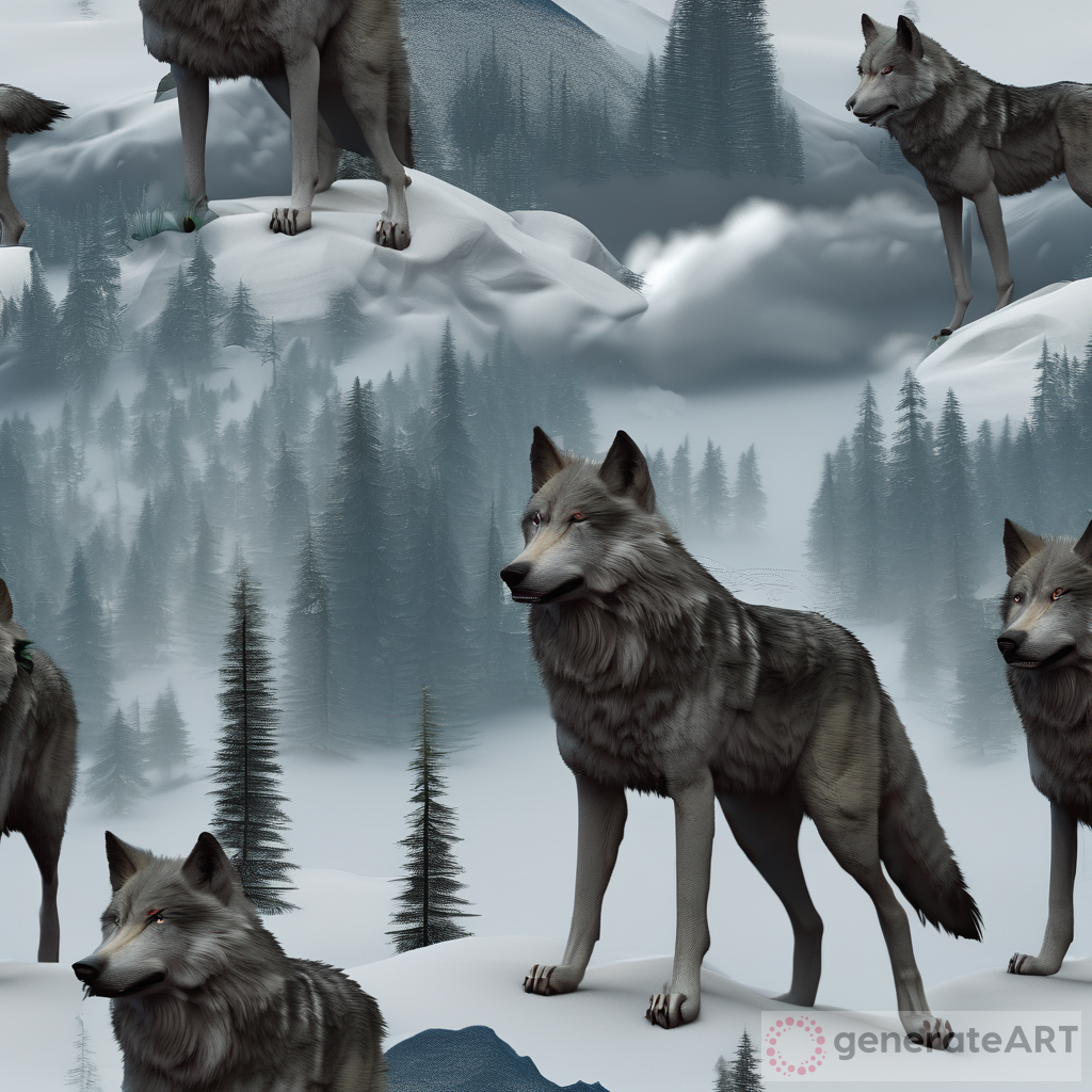 3D Wolf in Nature: Exploring the Majestic Forest Mountains