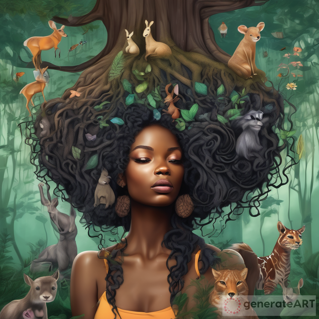Rooted in Beauty: A Black Woman's Whimsical Forest of Tree Roots
