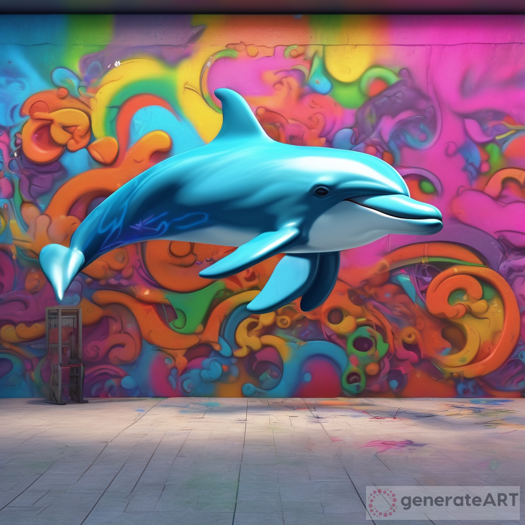 Dolphin in Graffiti Art: A Captivating 3D Render with Vibrant Background