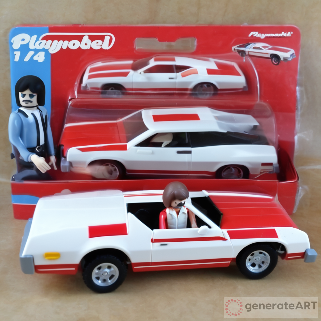 Boîte Playmobil Ford Torino 1973 Rouge avec 1 Bande Blanche Starsky et Hutch Série Télévisée Style Pixar
