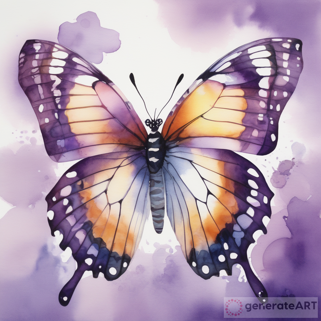 Mesmerizing Watercolour Art: An Immaculate Butterfly with Translucent Purple Wings