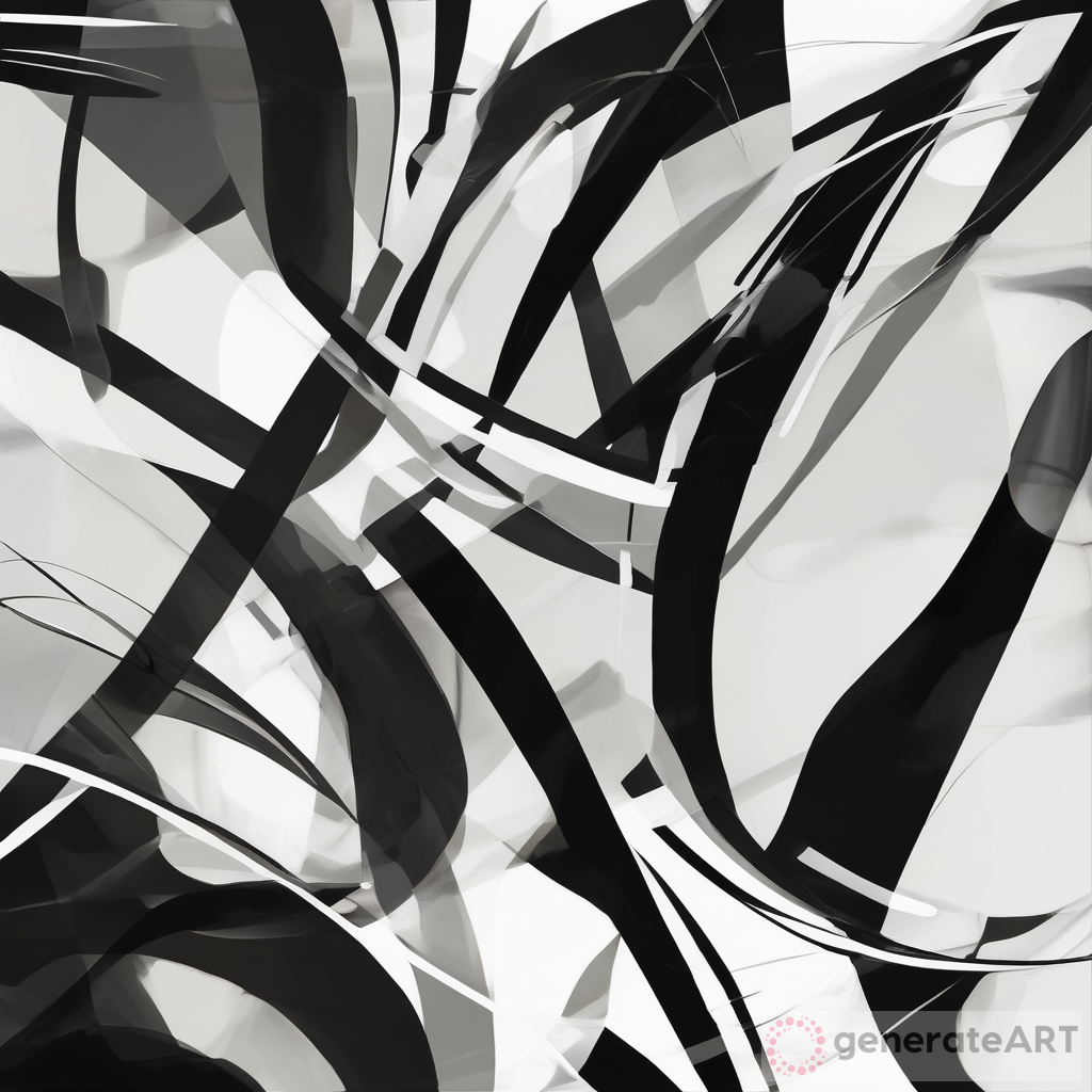 Motherwell Style Black and White Abstract