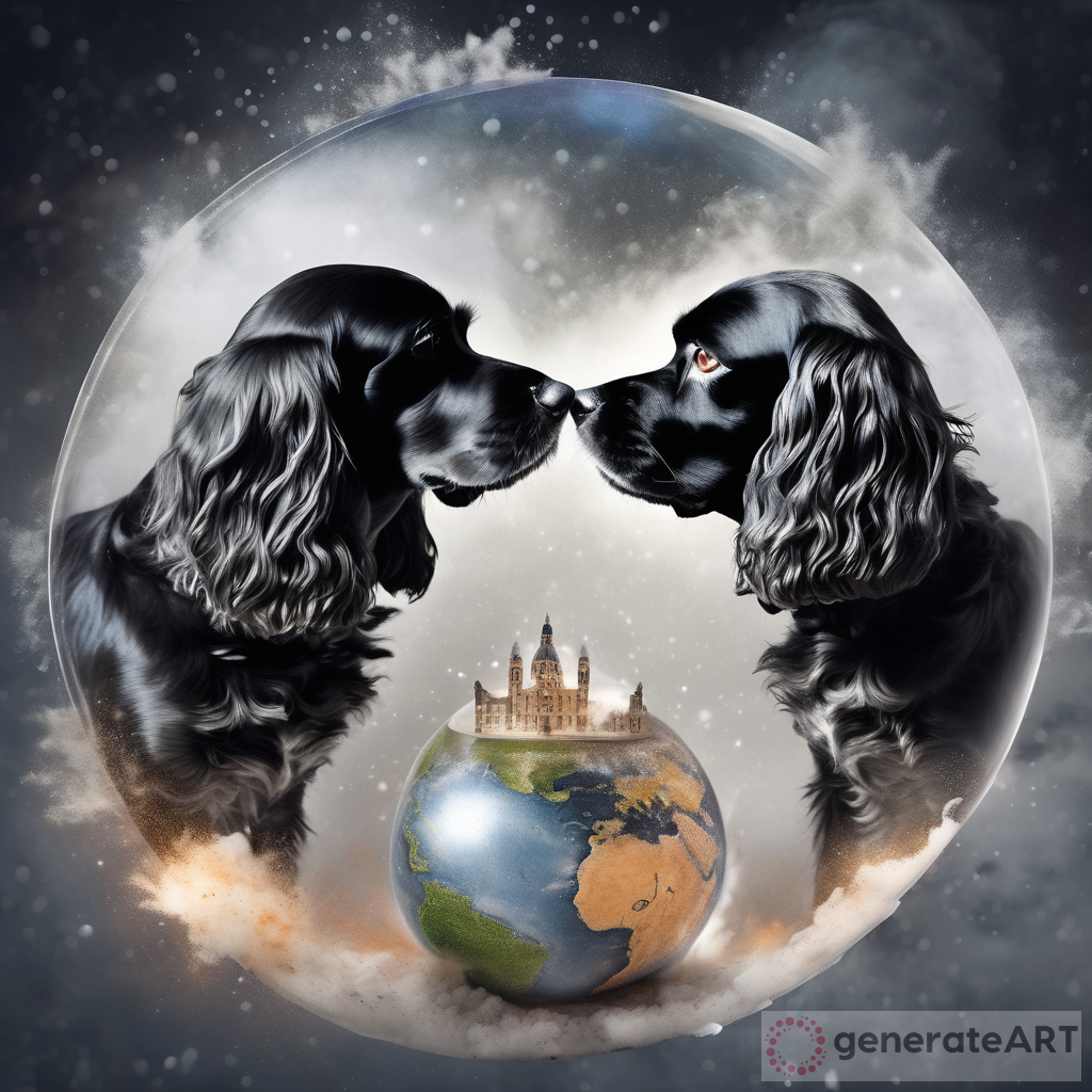 Love and Solace Amidst Chaos: A Surreal Image of Cocker Spaniels
