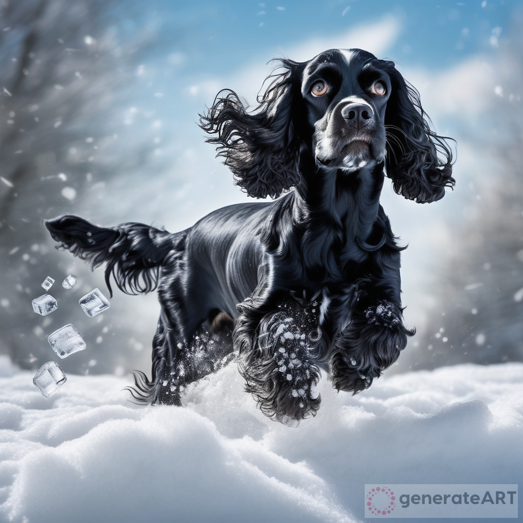 Chilled Adventures: A Playful Cocker Spaniel Embraces Winter