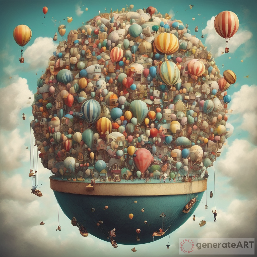 Floating Upwards: A Whimsical Artwork of Reversed Gravity