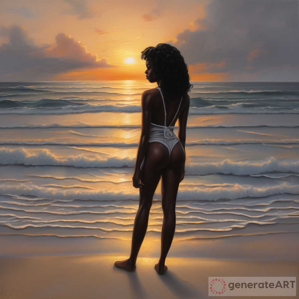 Sunset Serenity: A Young Black Lady's Beachside Experience