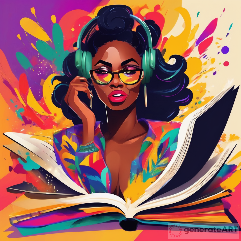 Illustration of a Fierce Black Woman Emerging from a Book
