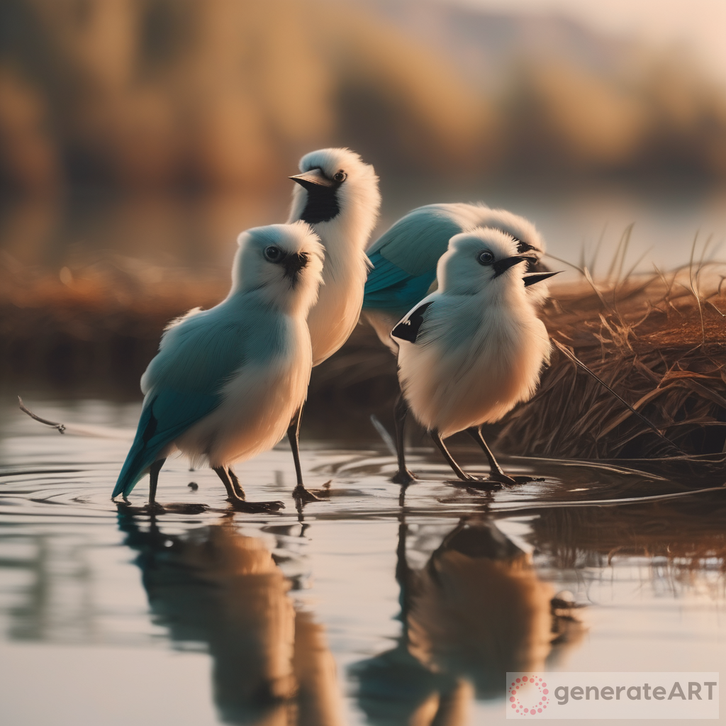 The Enchanting Sight of Beautiful Birds by the Lake
