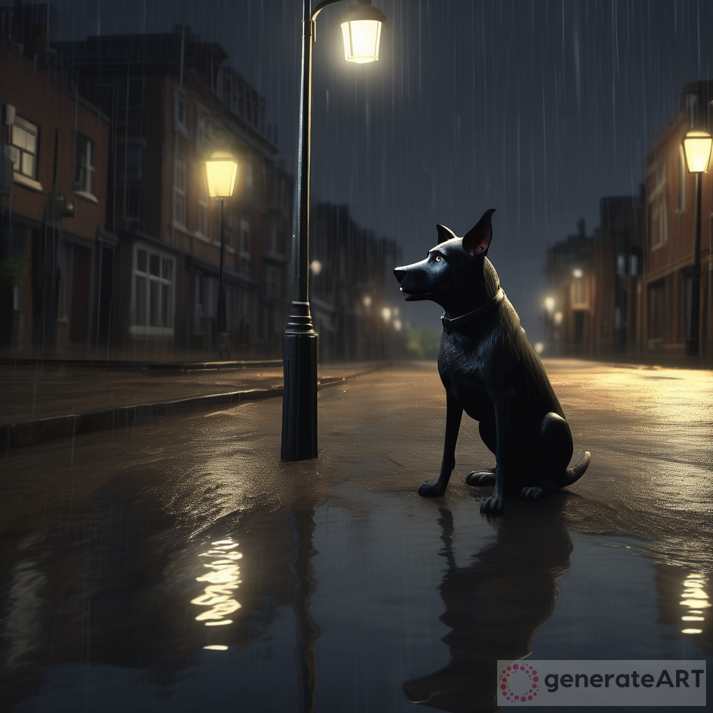 Mystery Unleashed: A Detective Dog Under a Street Lamp