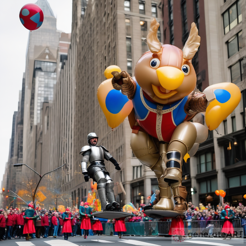 Medieval-Clad Man on Electric Unicycle Challenges Macy's Thanksgiving Day Parade Balloon