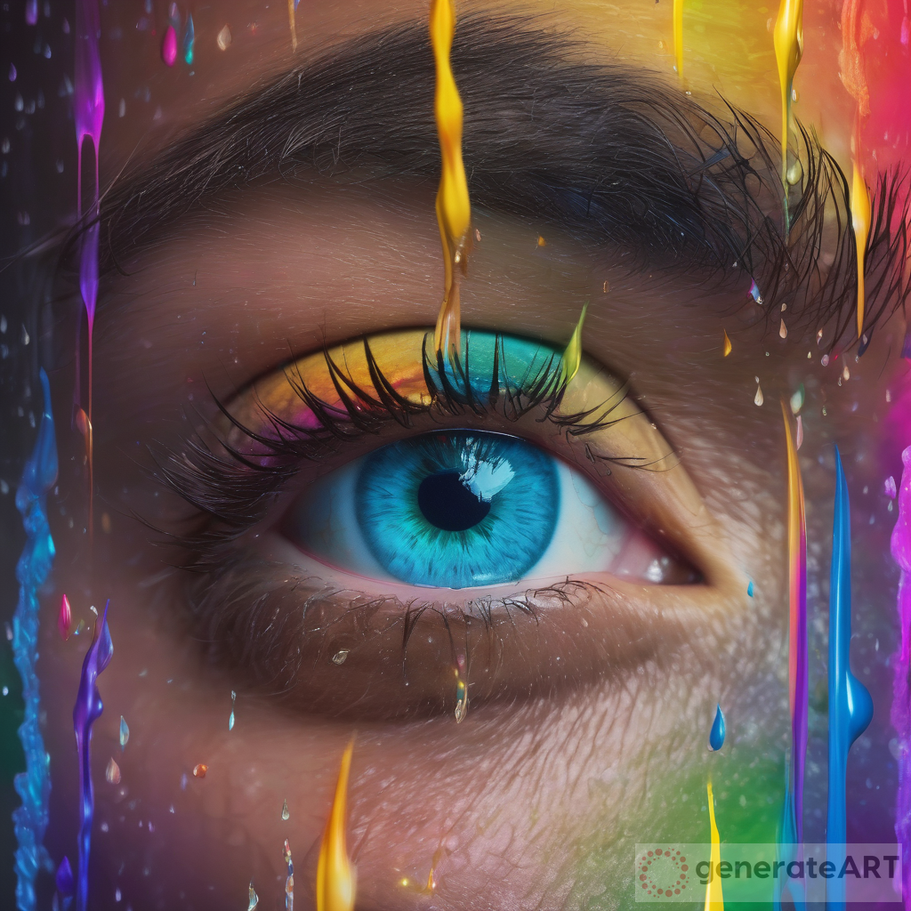 Captivating NFT Art Piece: Expressive Eyes with Rainbow Effect and Tears