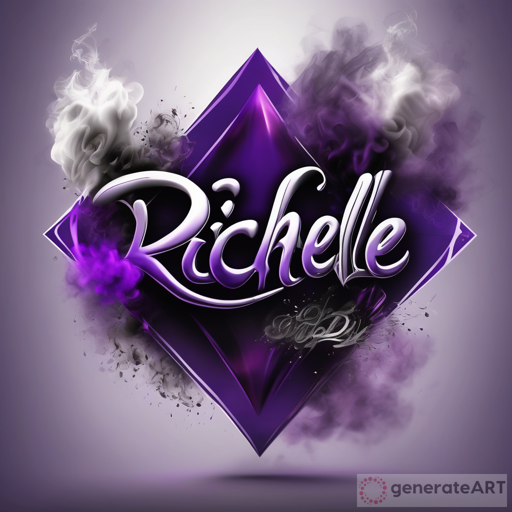 Black Purple and Silver Smoke 3D Background - Richelle in Diamond Calligraphy
