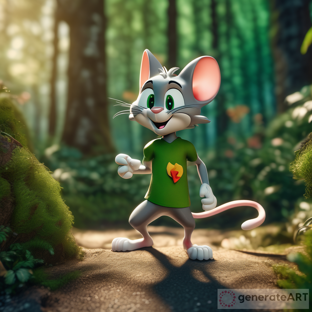 Hyper Maximalist Portrait of Tom and Jerry in Lush Green Forest