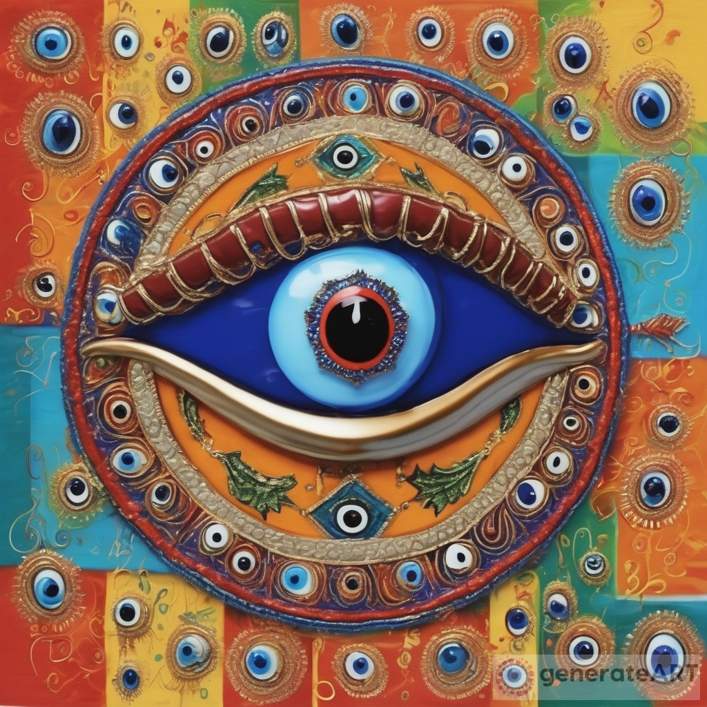 Turkish Evil Eye with 'Happy Birthday' View in Vibrant Color