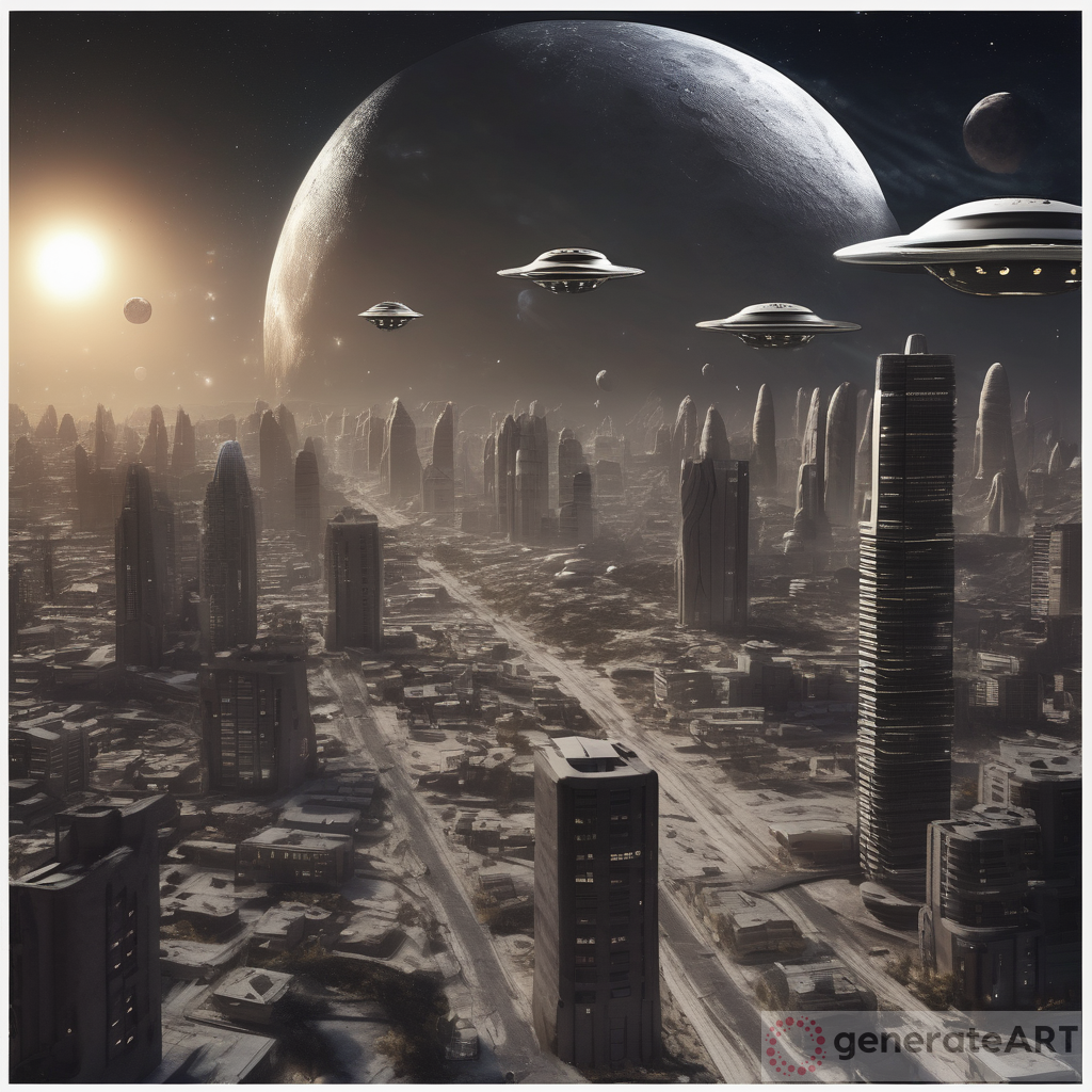 Exploring a Realistic 3D Secret Big City on the Moon with UFO Traffic