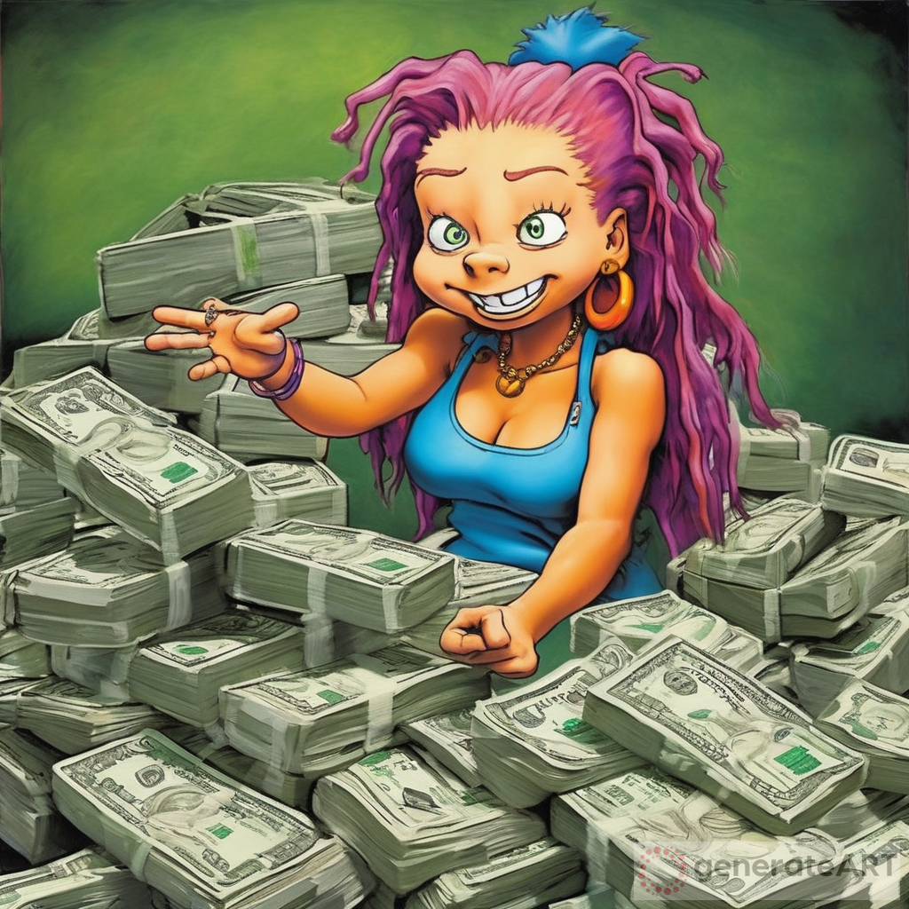 Angelica from Rugrats with a Bag of Money