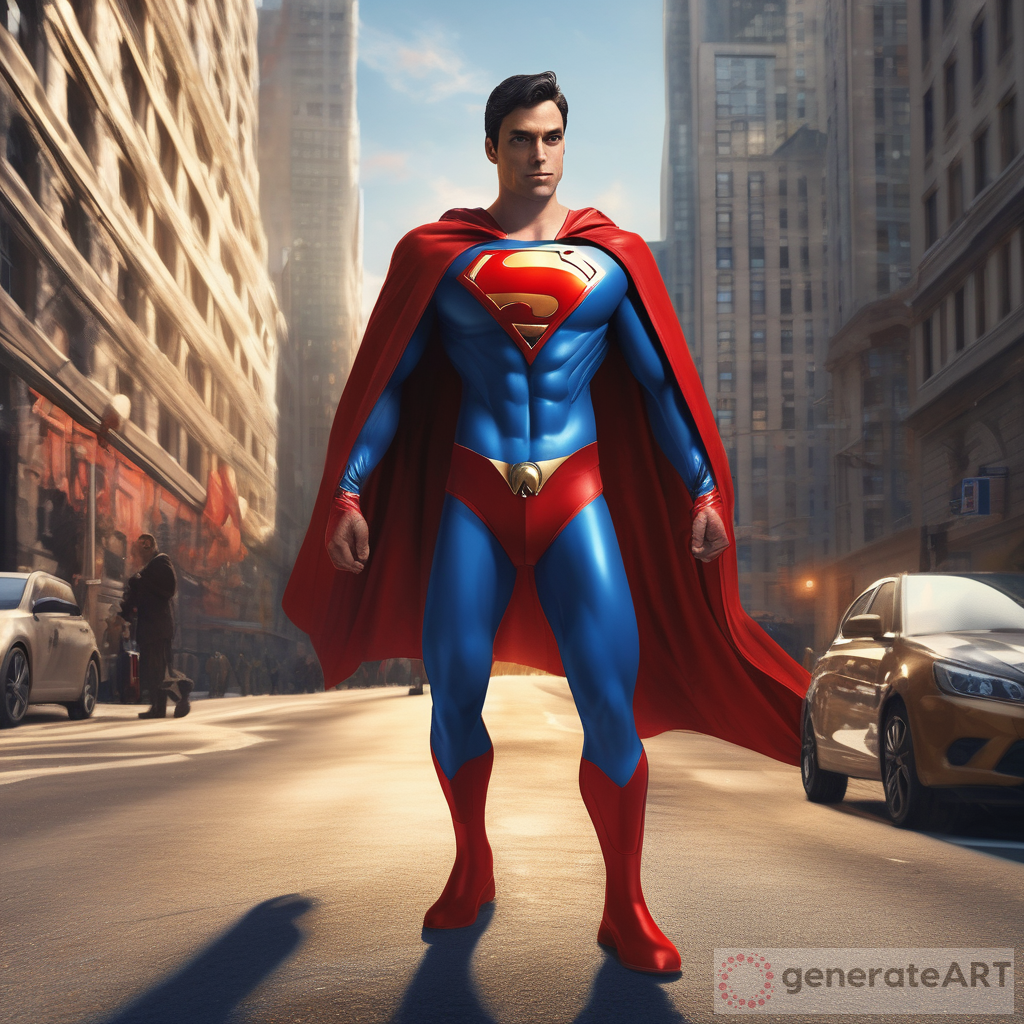 Golden Emblem Superman: A Photorealistic Superhero in the City