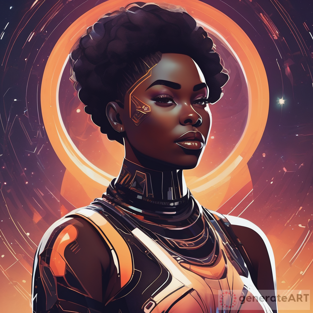 Galactic Futurism: A Captivating Plus Size Black Girl with Short Hair and Dark Skin